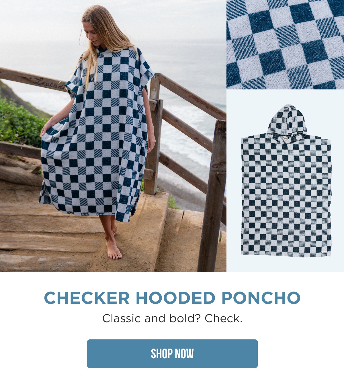 New Checker Hooded Poncho