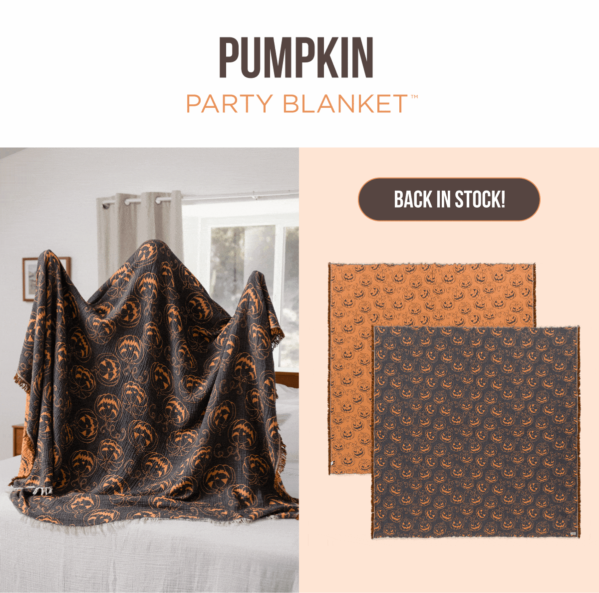 PUMPKIN PARTY BLANKET™ BACK IN STOCK!
