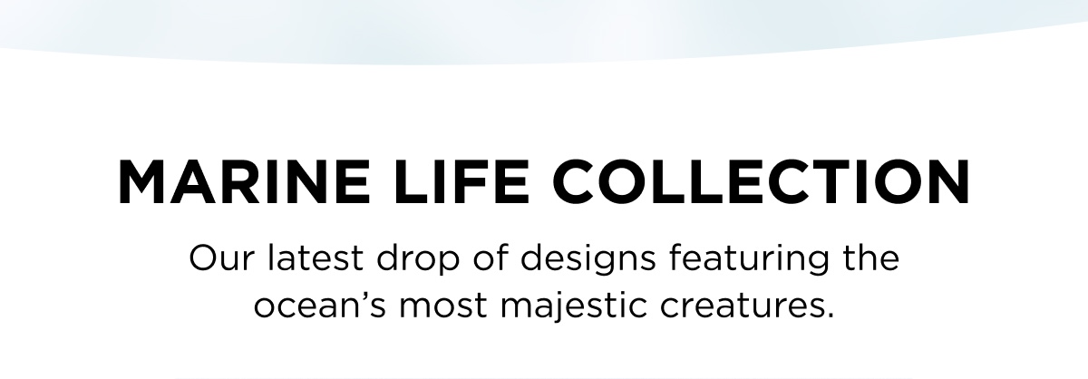 MARINE LIFE COLLECTION Our latest drop of designs featuring the ocean's most majestic creatures.