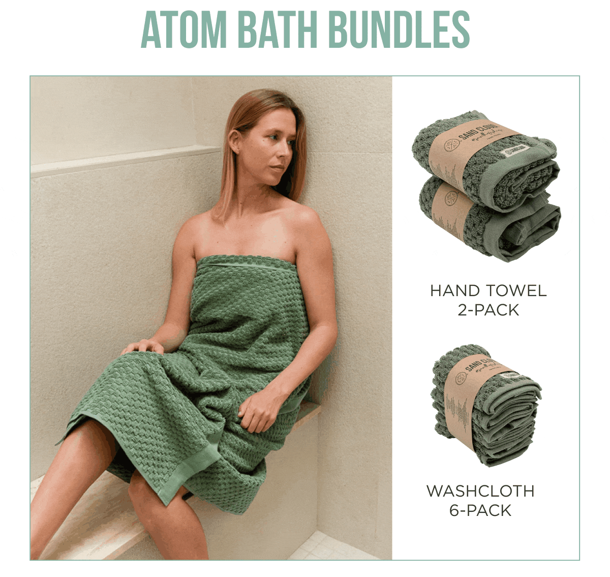ATOM BATH BUNDLES  HAND TOWEL 2-PACK WASHCLOTH 6-PACK