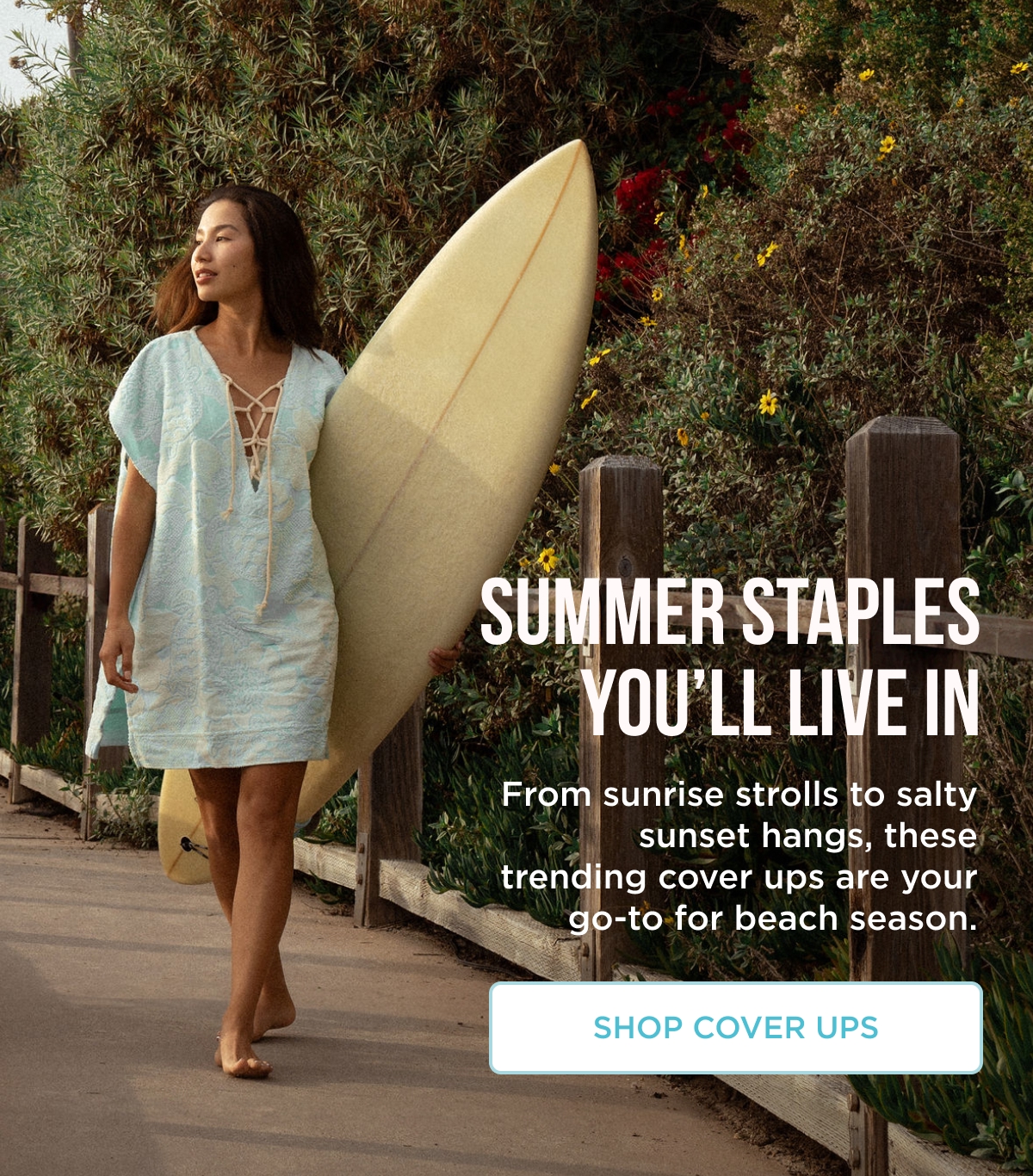 SUMMER STAPLES YOU'LL LIVE IN | From sunrise strolls to salty sunset hangs, these trending cover ups are your go-to for beach season. [SHOP COVER UPS]