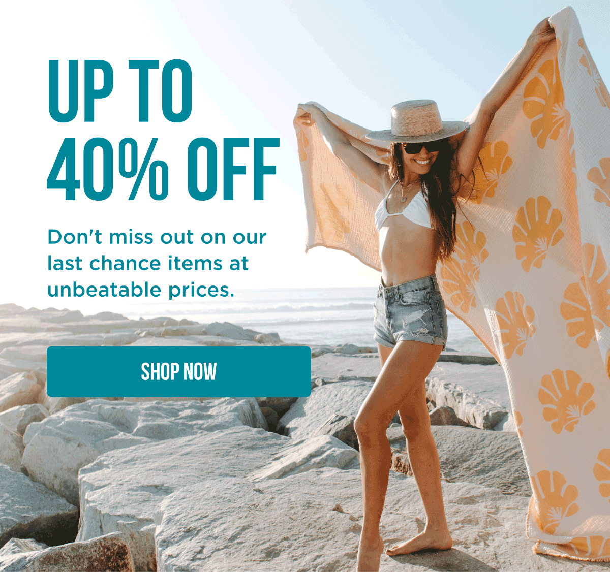 Up to 40% off | Don't miss out on our last chance items at unbeatable prices.