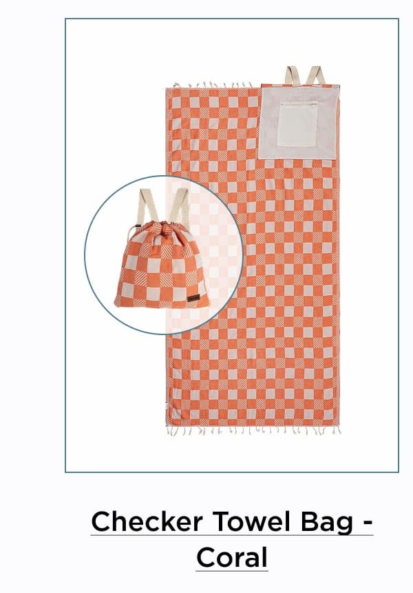 Checker Towel Bag - Coral