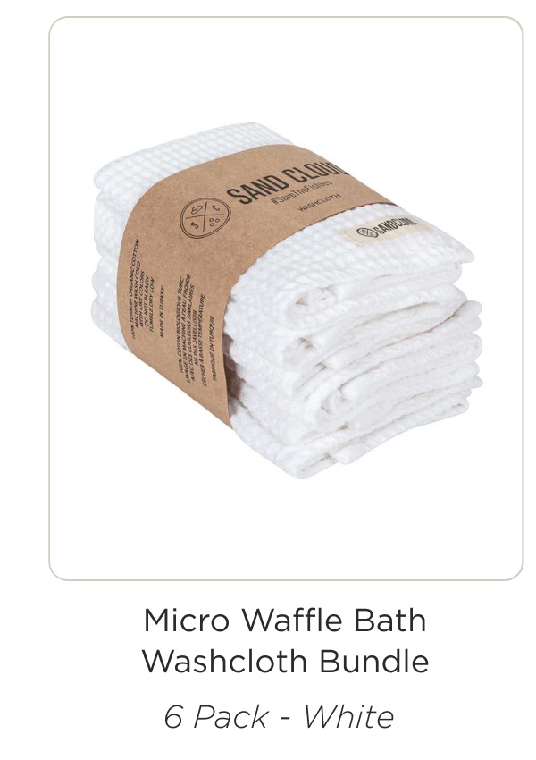 Micro Waffle Bath Washcloth Bundle 6 Pack - White