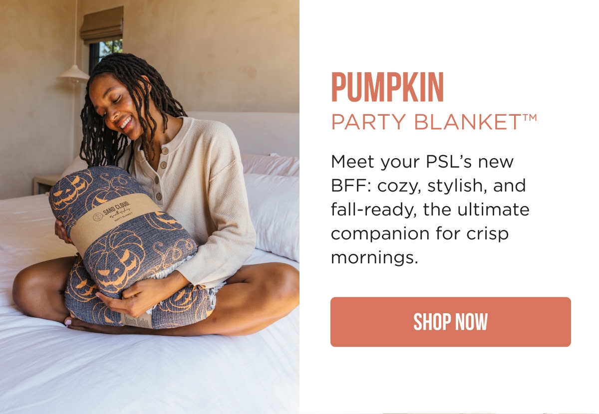 PUMPKIN PARTY BLANKET™  Meet your PSL's new BFF: cozy, stylish, and fall-ready, the ultimate companion for crisp mornings. [SHOP NOW]