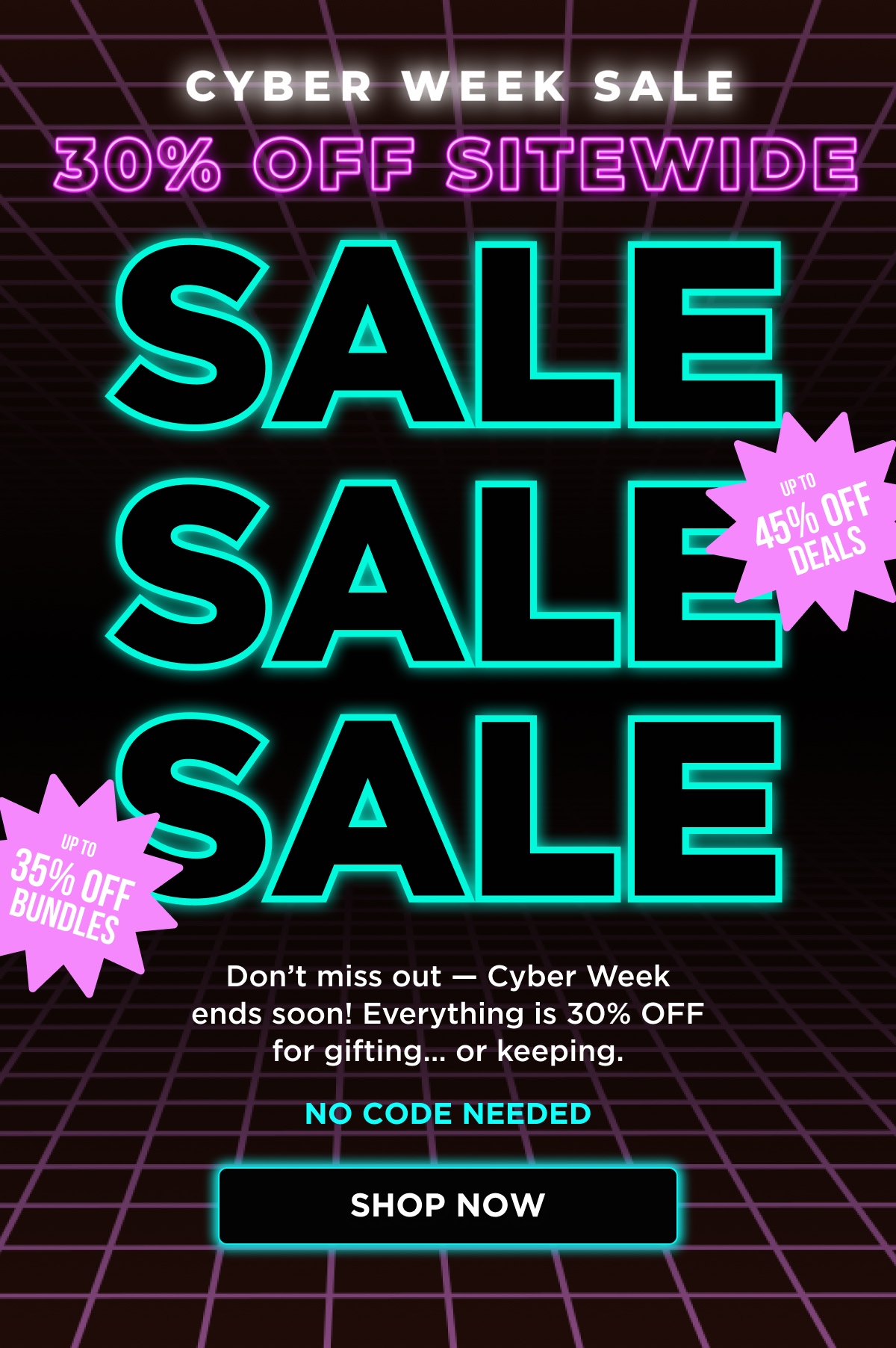 CYBER WEEK SALE | 30% OFF SITEWIDE | SALE SALE SALE | UP TO 45% OFF DEALS | UP TO 35% OFF BUNDLES | Don't miss out — Cyber Week ends soon! Everything is 30% OFF for gifting... or keeping. | NO CODE NEEDED [SHOP NOW]