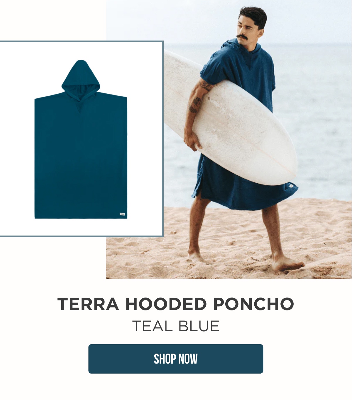 TERRA HOODED PONCHO TEAL BLUE [SHOP NOW]