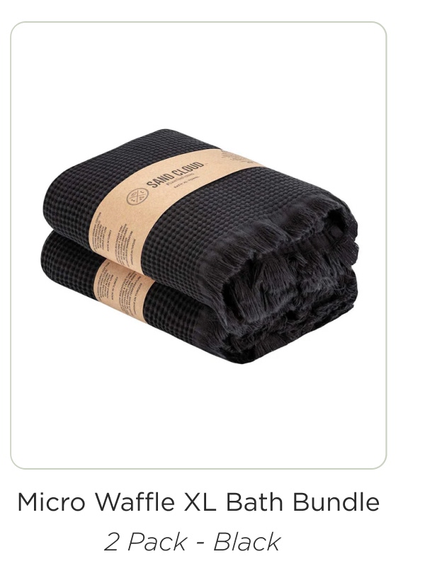 Micro Waffle XL Bath Bundle 2 Pack - Black