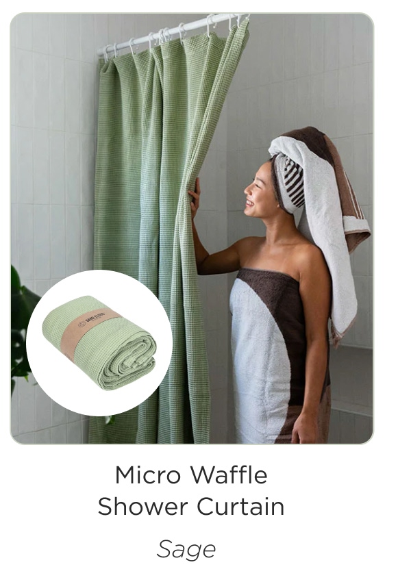Micro Waffle Shower Curtain Sage