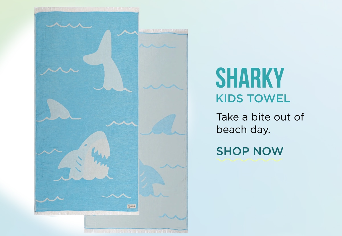 SHARKY KIDS TOWEL Take a bite out of beach day.  [SHOP NOW]