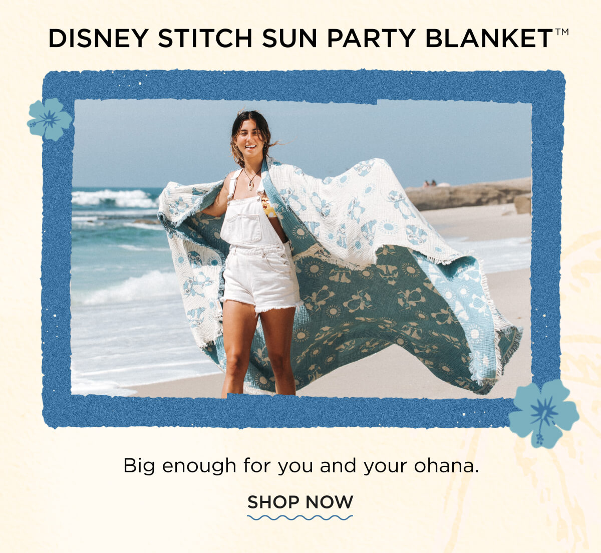 Disney Stitch Sun Party Blanket; Big enough for you and your ohana.