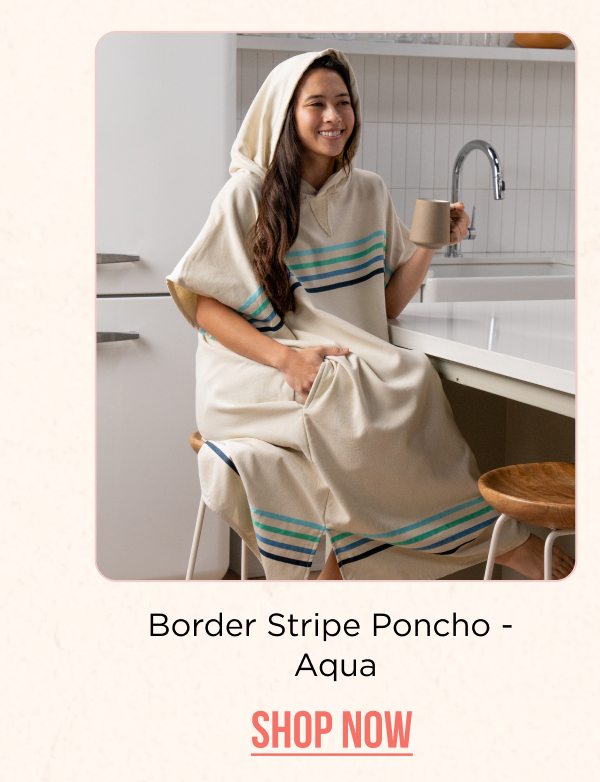 Border Stripe Poncho - Aqua | Shop Now