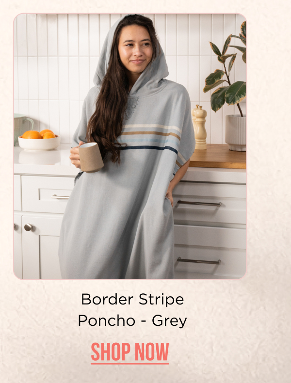 Border Stripe Poncho - Grey | Shop now