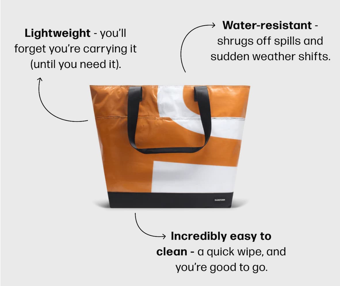 ✅ Water-resistant - shrugs off spills and sudden weather shifts. ✅ Lightweight - you'll forget you're carrying it (until you need it). ✅ Incredibly easy to clean - a quick wipe, and you're good to go.