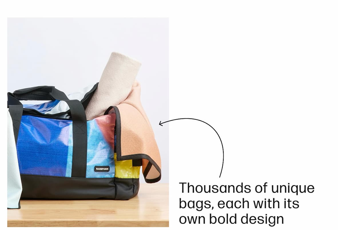 Thousands of unique bags, each with its  own bold design 