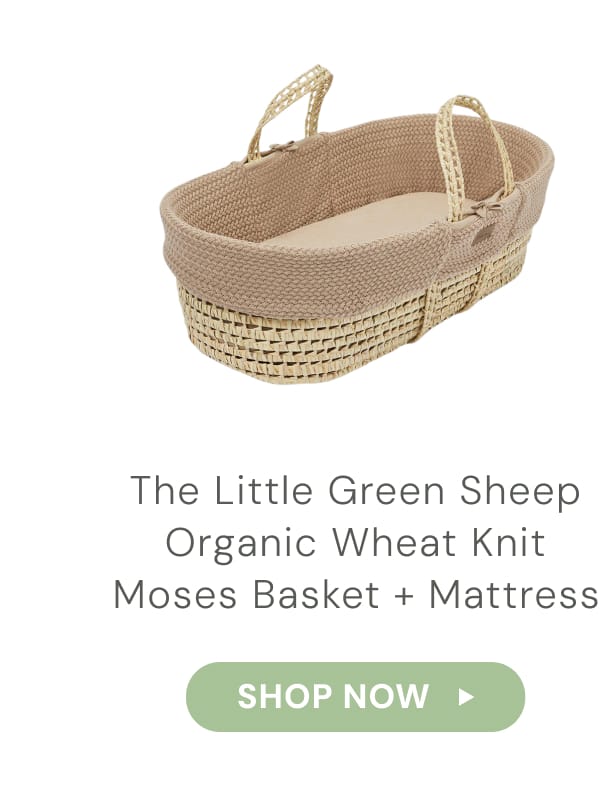The Little Green Sheep Organic Wheat Knit Moses Basket + Mattress