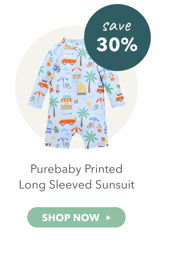 Purebaby Printed Long Sleeved Sunsuit