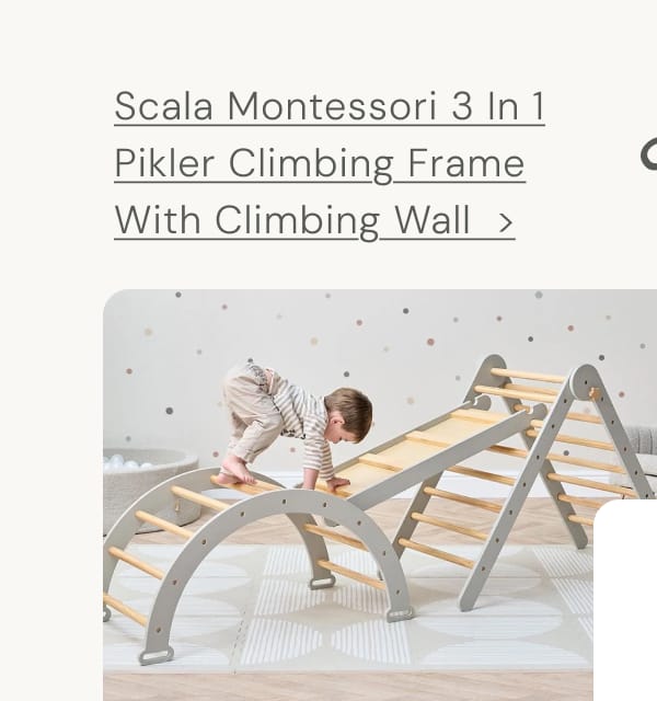 Scala Montessori 3 in 1 Pikler Climbing Frame with Climbing wall