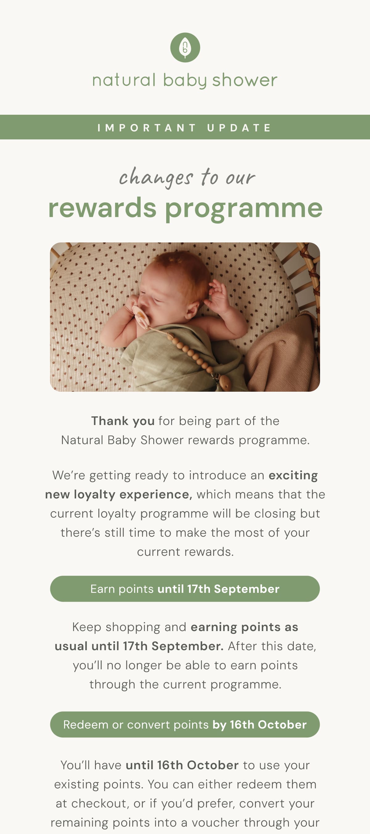 Changes to our rewards programme 