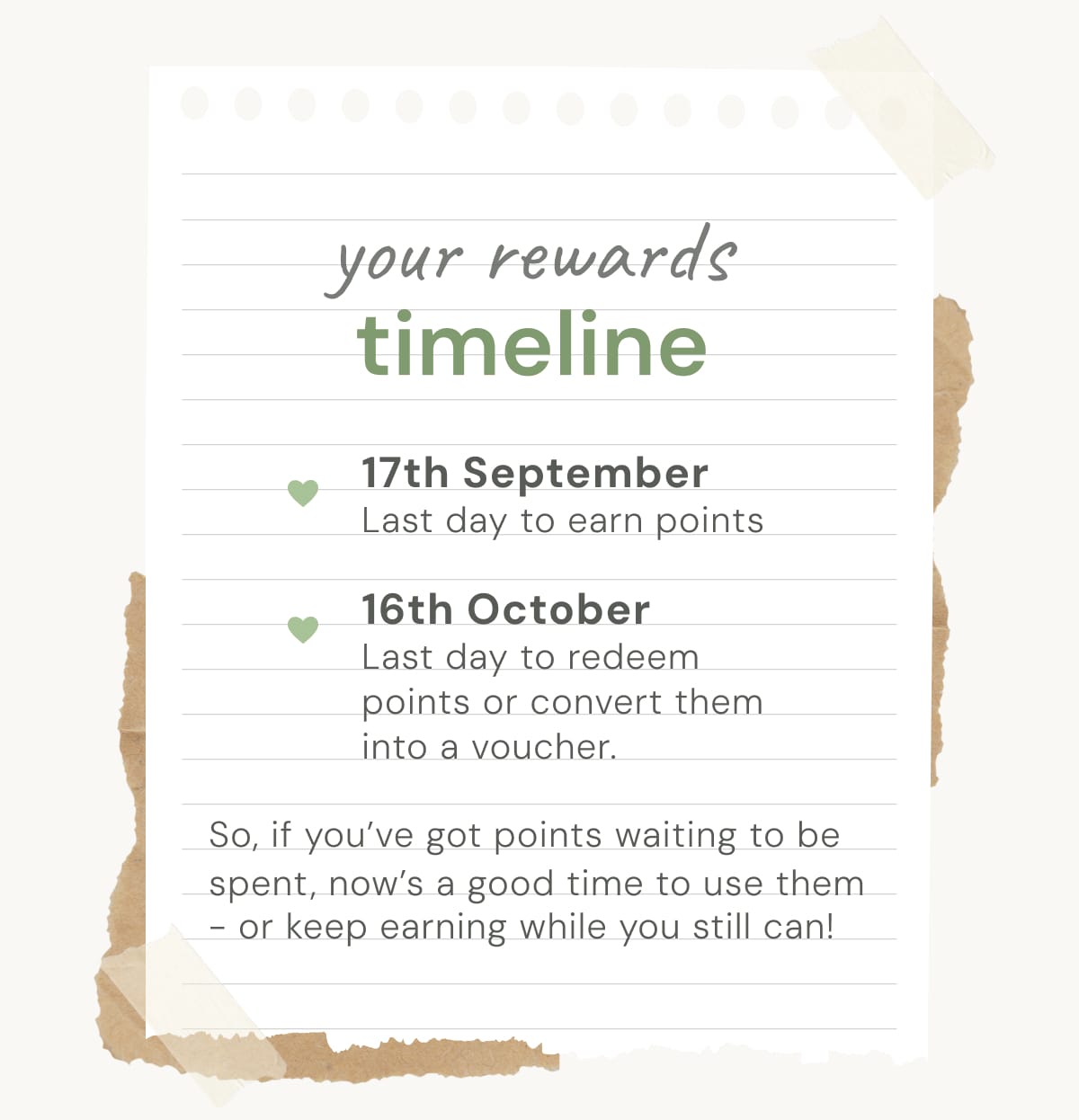 your rewards timeline