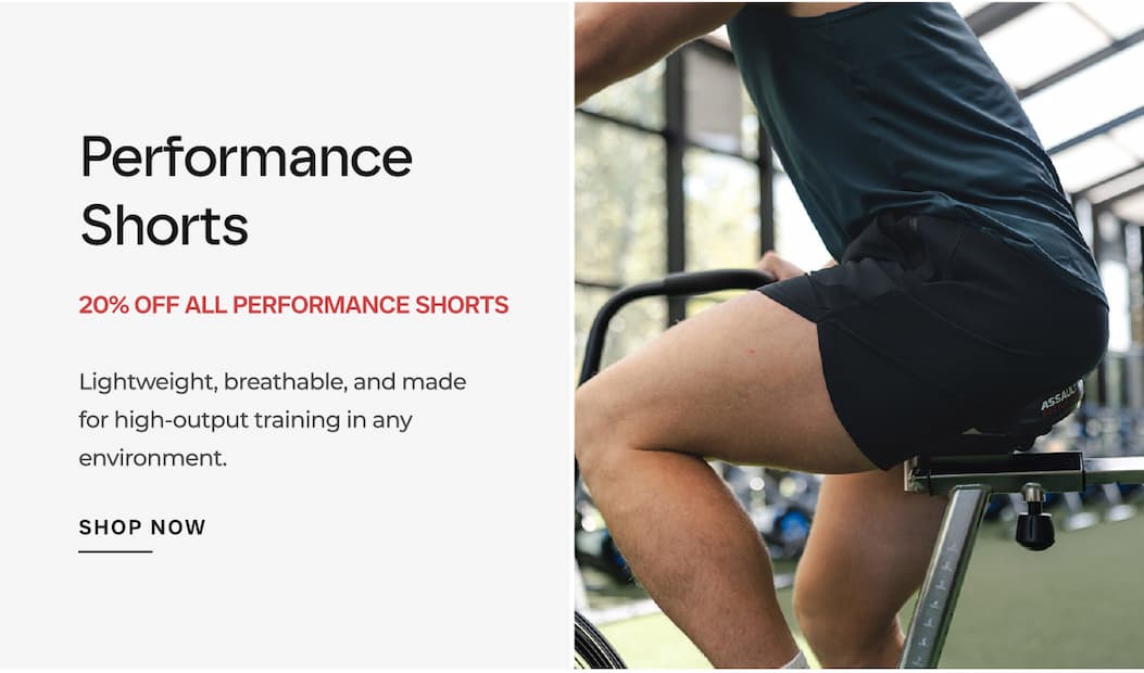 Performance Shorts 20% OFF ALL PERFORMANCE SHORTS Lightweight, breathable, and made for high-output training in any environment.