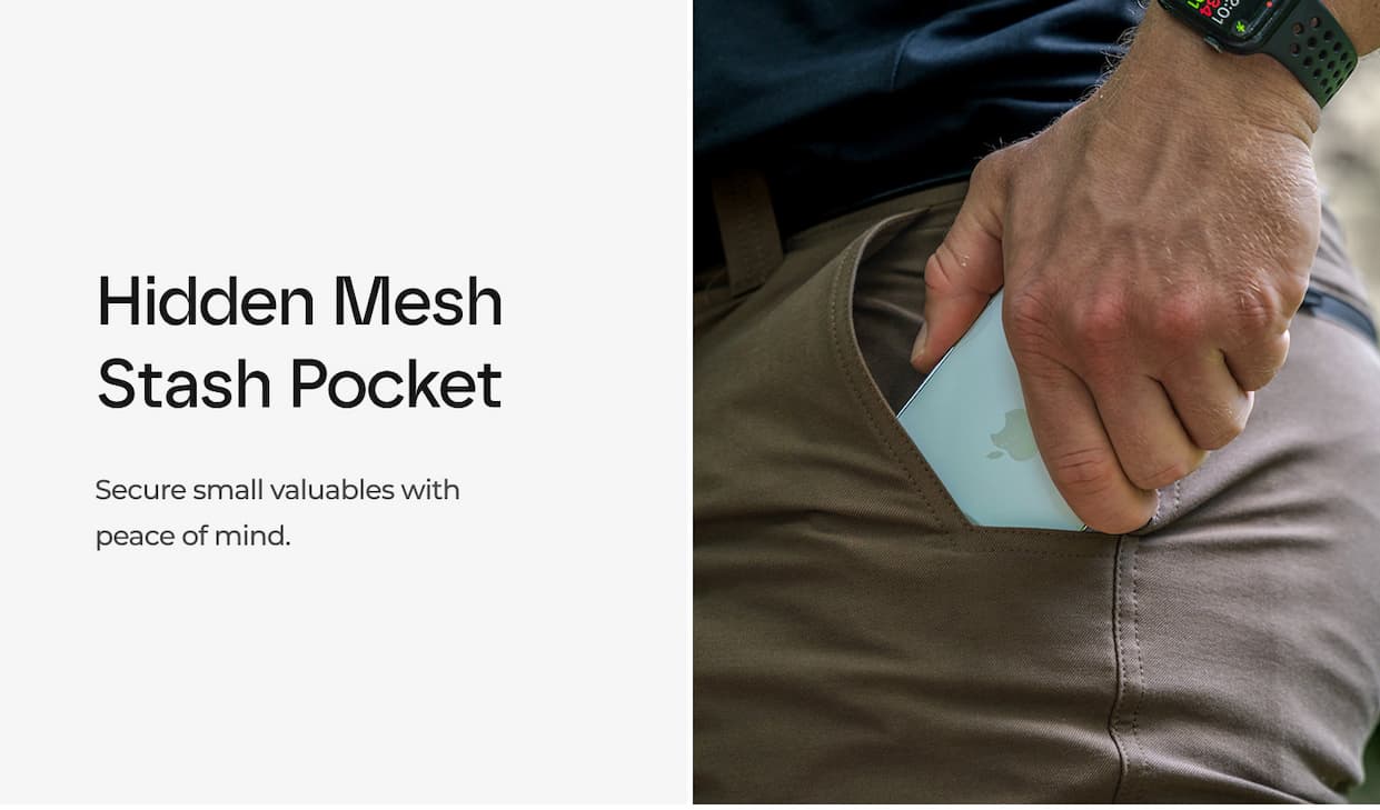 Hidden Mesh Stash Pocket Secure small valuables with peace of mind.