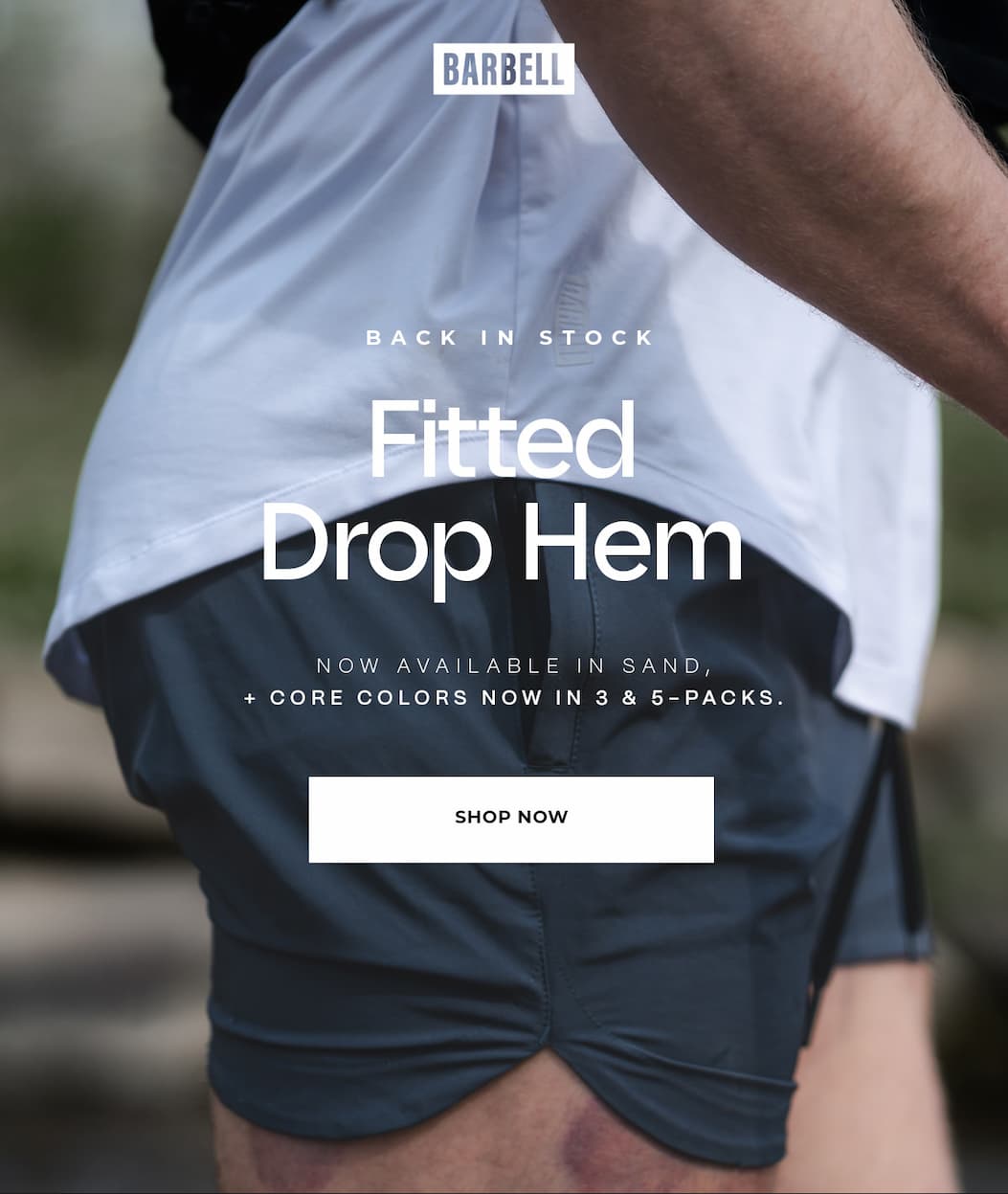 Back in stock. Fitted Drop Hem. Now available in Sand, + core colors now in 3 & 5-packs.