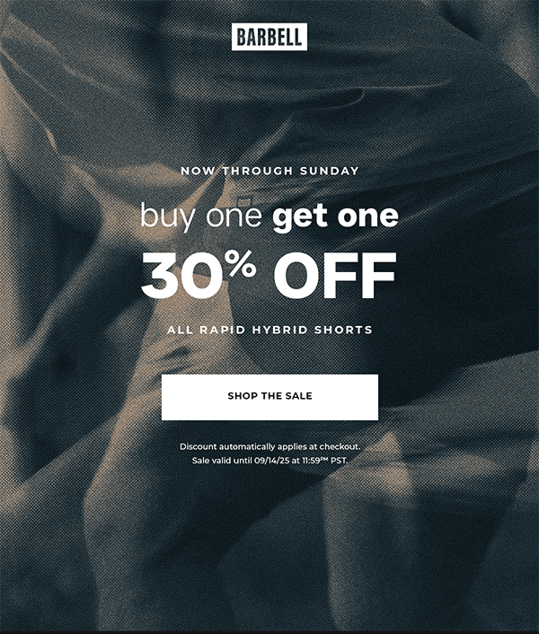 Rapid Hybrid Shorts, buy one get one 30%, now through sunday.