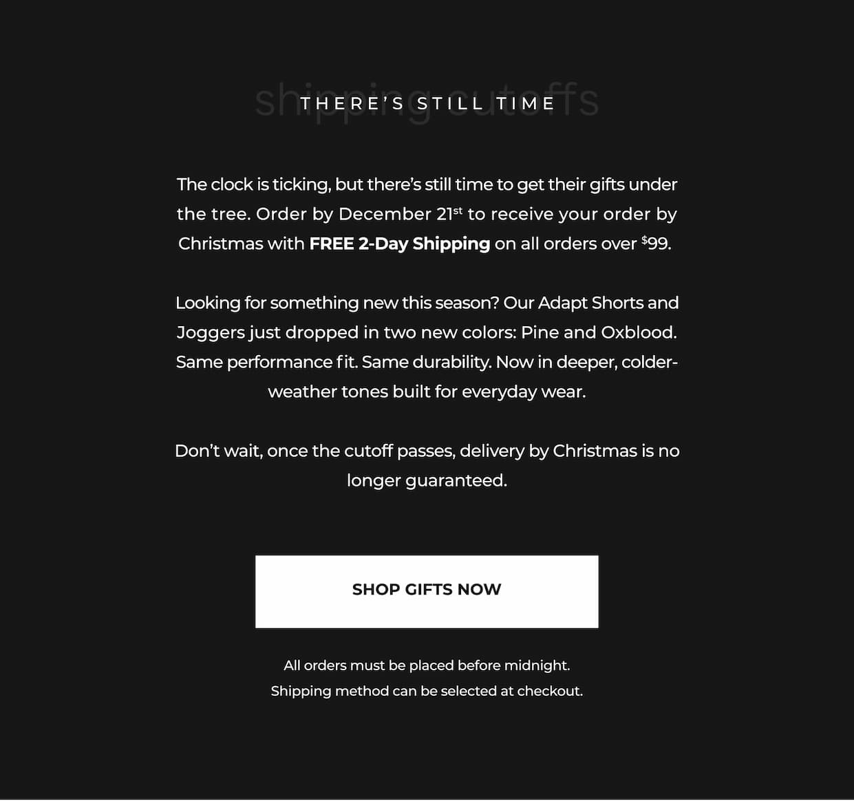 Get FREE 2-Day Shipping on all order of $99+ by 12/21.