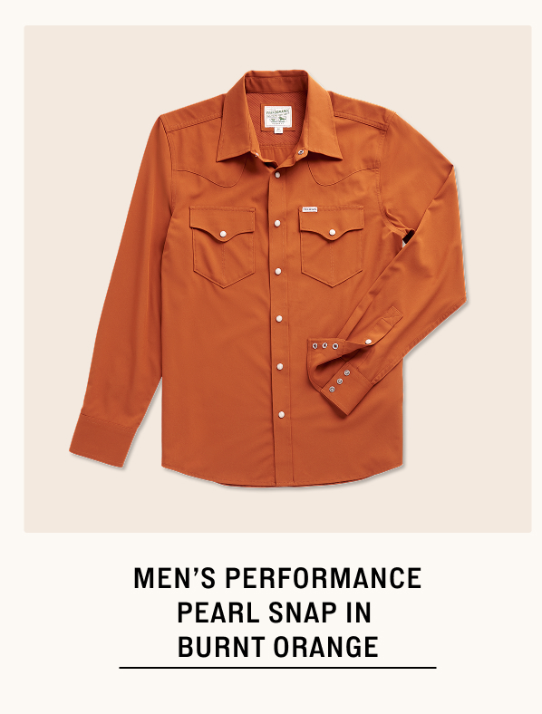 Men's Performance Pearl Snap in Burnt Orange 