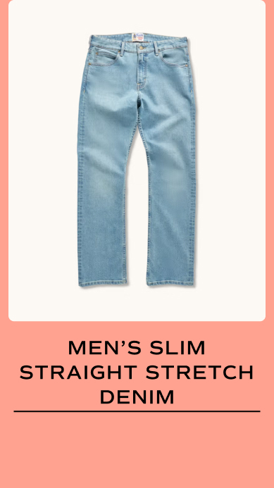 Men's Slim Straight Stretch Denim in Light Stone Wash 