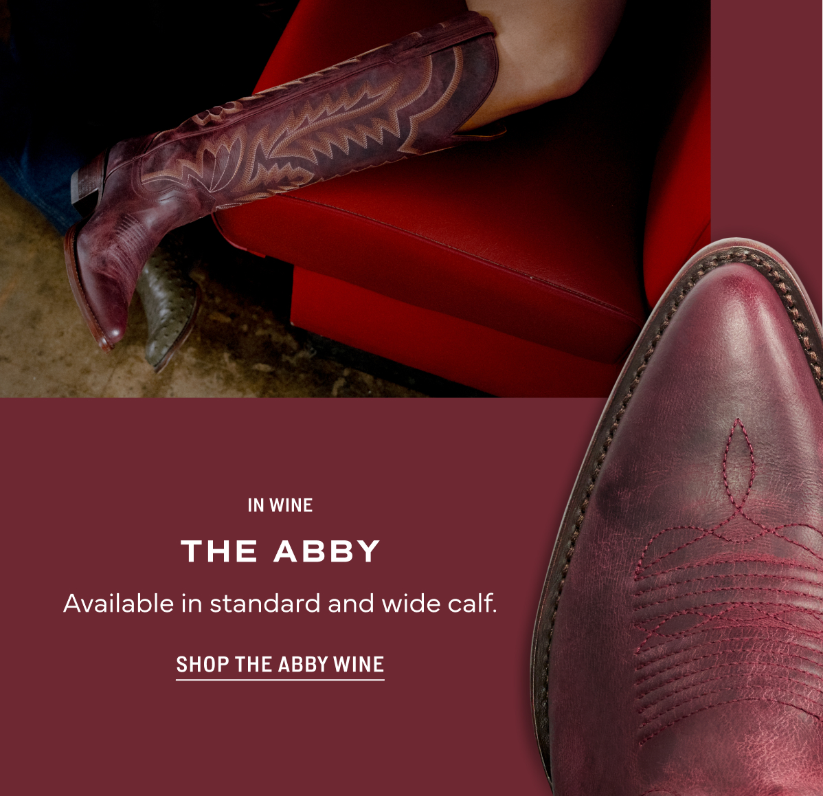 Shop The Abby in Wine Wide Calf 