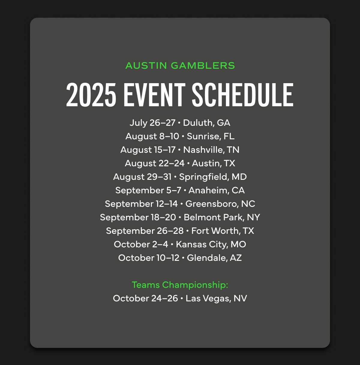 Event Schedule 