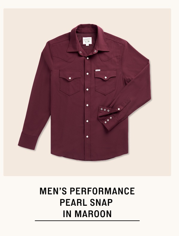 Men's Performance Pearl Snap in Maroon 