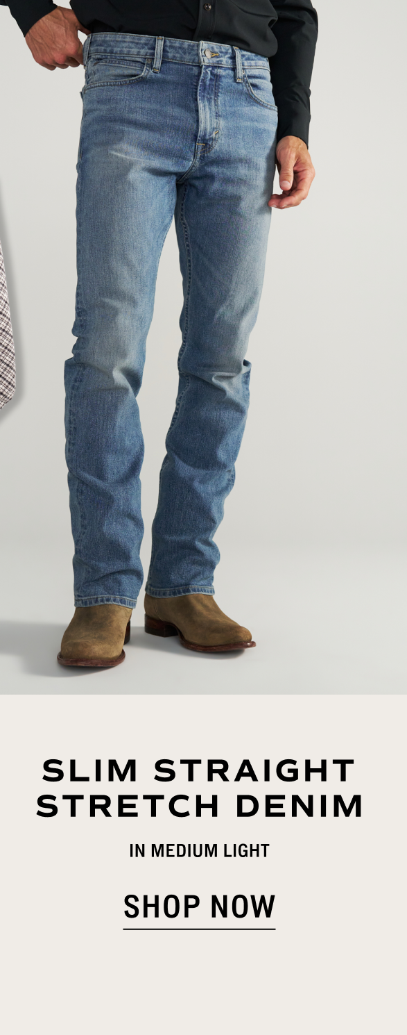 Shop Now: Slim Straight Stretch Denim in Medium Light 