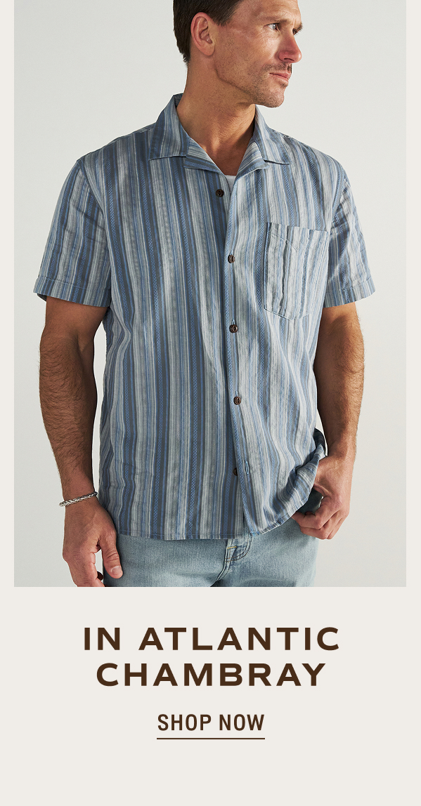 Shop Now: Dobby Camp Shirt in Atlantic Chambray 