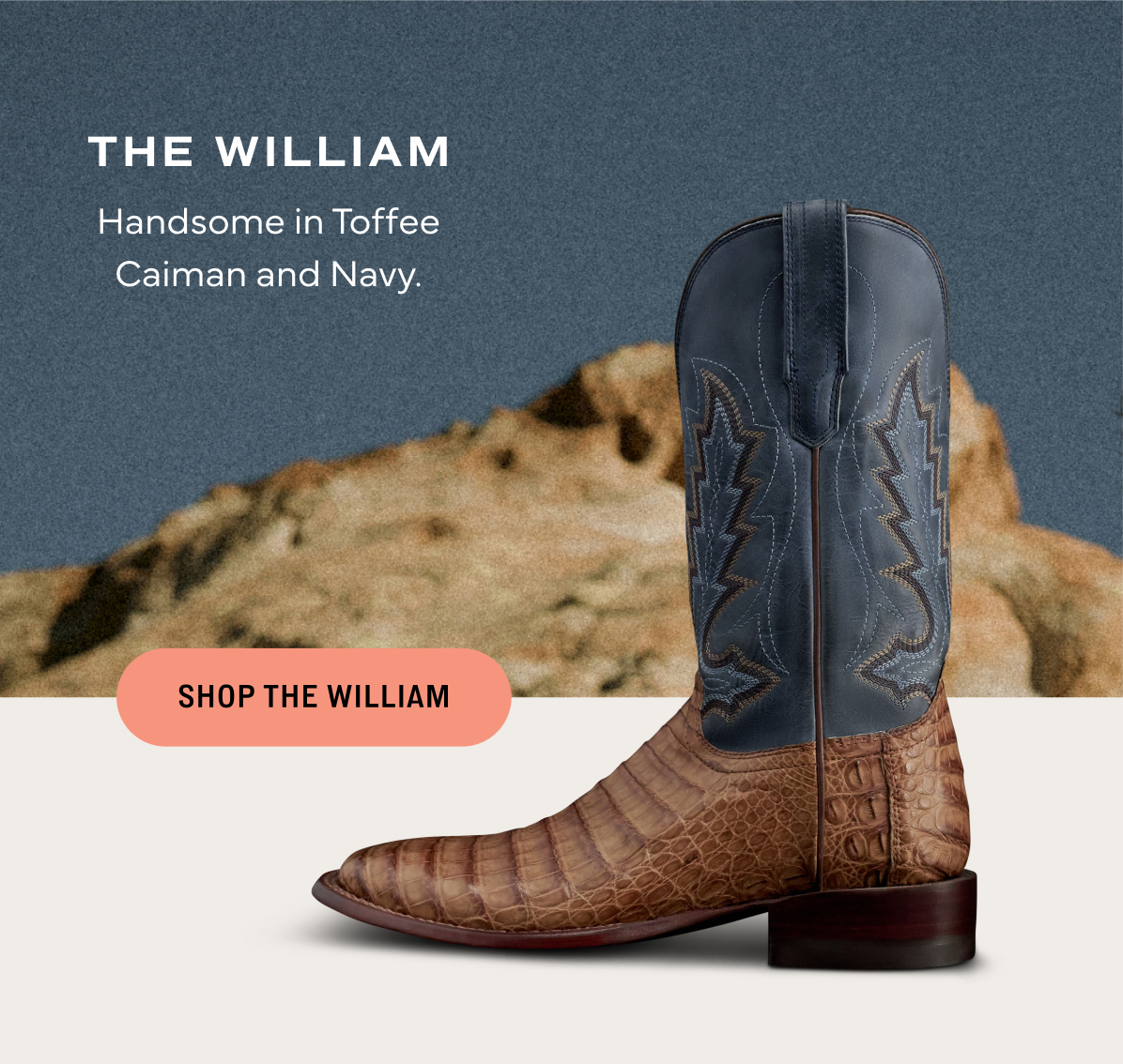 Shop the William in Toffee Caiman and Navy 