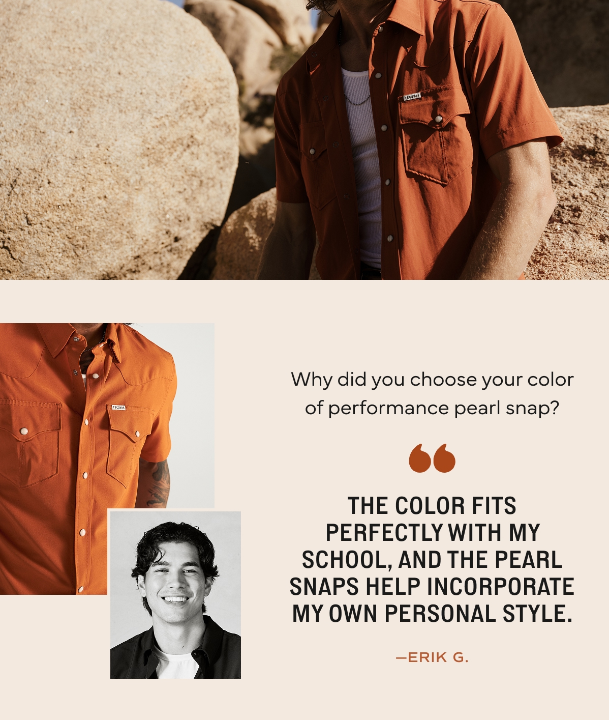 Performance Pearl Snap: Burnt Orange 