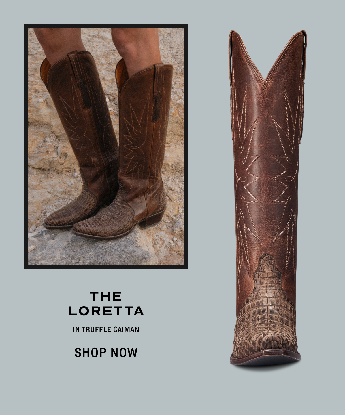 Shop Now: The Loretta in Truffle Caiman 
