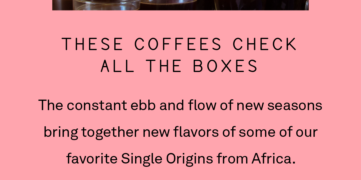 The constant ebb and flow of new seasons bring together new flavors of some of our favorite Single Origins from Africa.