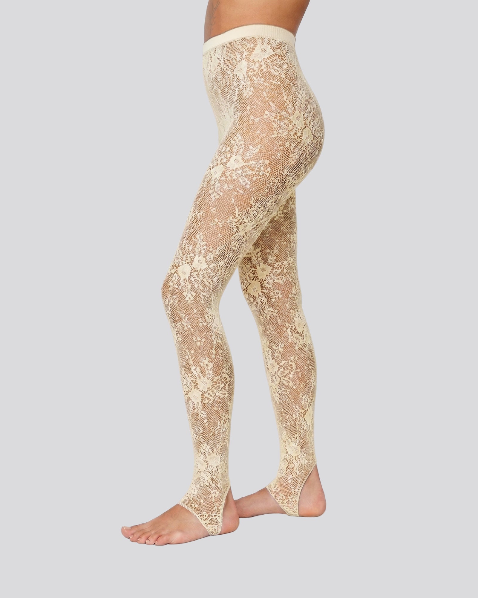 Rosa Lace Stirrup Leggings Butter Yellow