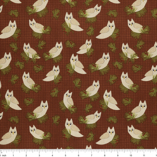 A Walk in the Forest Fabric Collection - Forest Owl Terracotta
