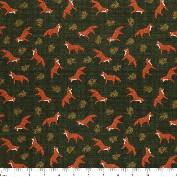 A Walk in the Forest Fabric Collection - Fox Field Green