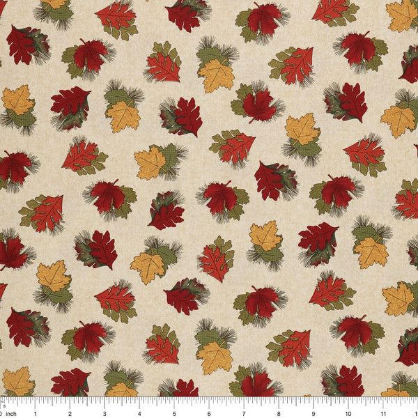 A Walk in the Forest Fabric Collection - Forest Leaves Cream/Multi