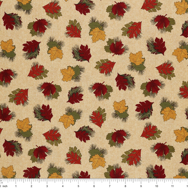 A Walk in the Forest Fabric Collection - Forest Leaves Honey/Multi