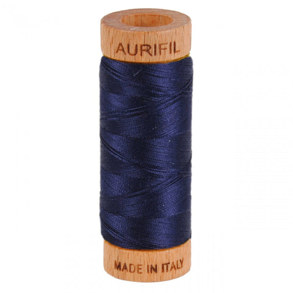 Aurifil 80wt Mako Cotton Thread (300yds) - Very Dark Navy