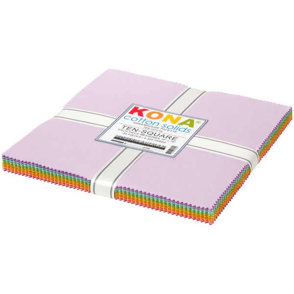 Robert Kaufman, Kona Solids 10" Fabric Squares (54pc) - Greenhouse Palette