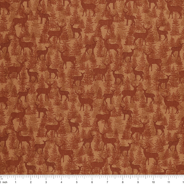 A Walk in the Forest Fabric Collection - Deer Forest Terracotta