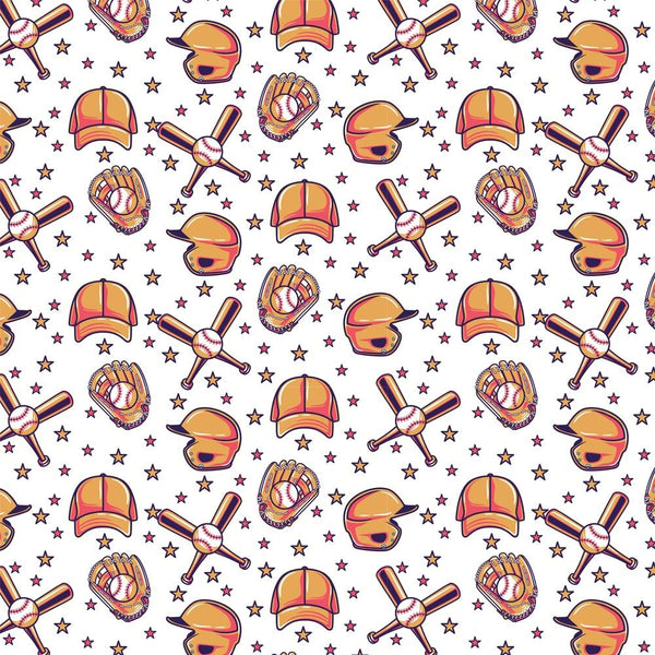 Baseball Graphics & Stars Fabric
