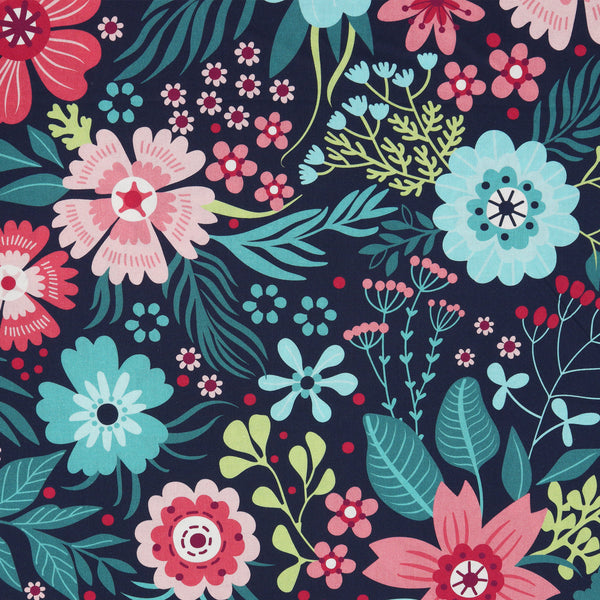 Secret Garden 108" Wide Quilt Backing - Wallflowers Navy